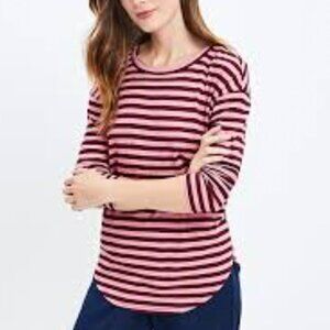 Lou & Gray Strip Ribbed Jersey Shirttail Top